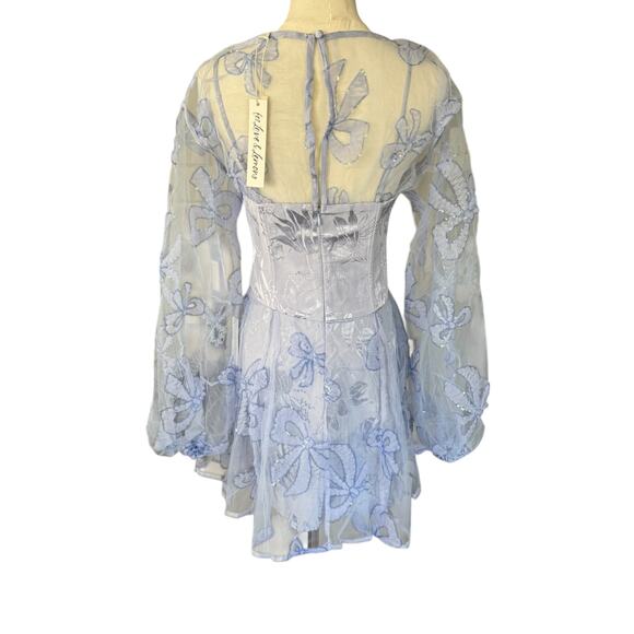 For Love & Lemons Presley Mini‎ Dress Periwinkle Blue Size Small NWT - Picture 5 of 12